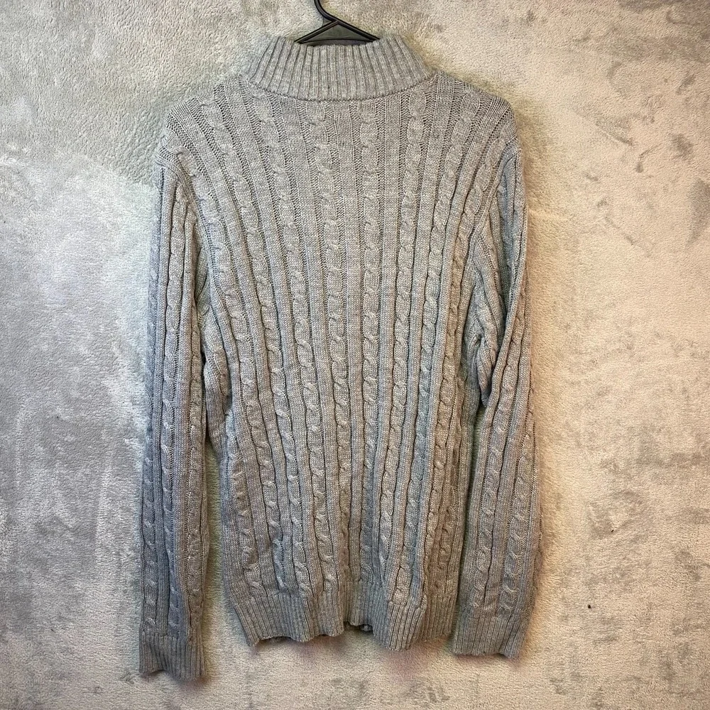 H2H Men's Cable Knit Quarter Zip Sweater US M Gray Heather NWT